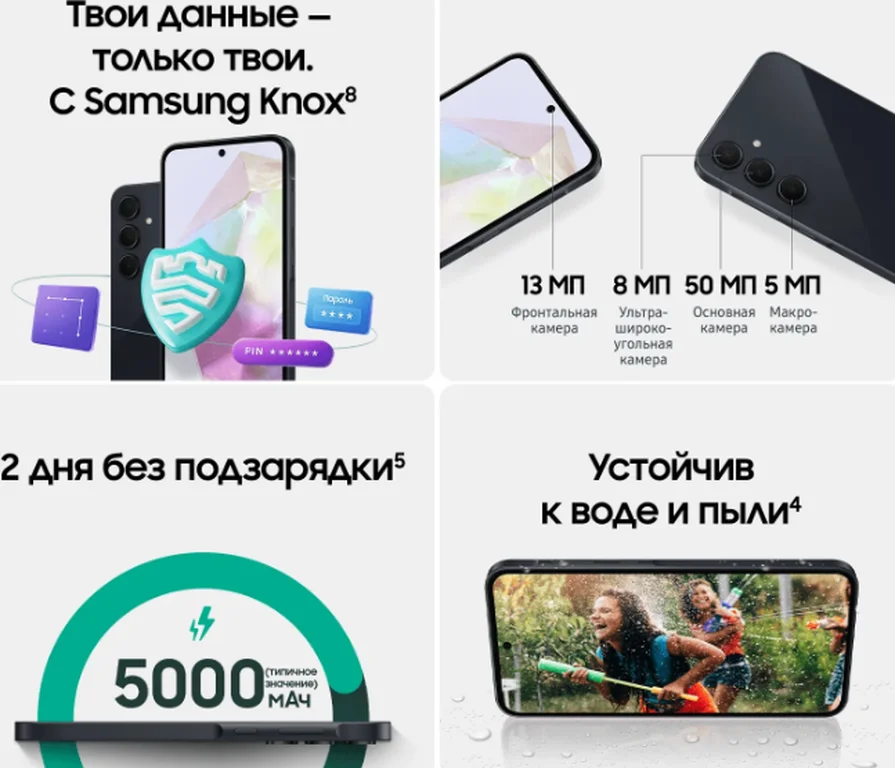 Смартфон Samsung Galaxy A35 5G 8/256Gb, Awesome Ice Blue