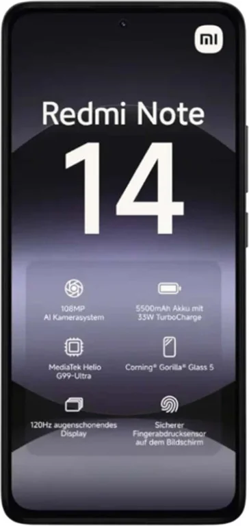 Смартфон Xiaomi Redmi Note 14 8/128Gb Midnight Black, чёрный