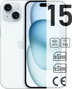 Смартфон Apple iPhone 15 128ГБ синий eSIM