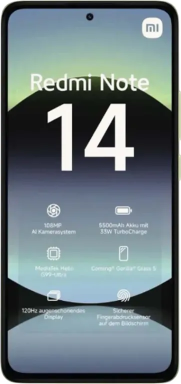 Смартфон Xiaomi Redmi Note 14 8/256Gb Lime Green, зелёный