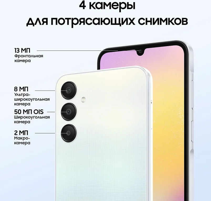 Смартфон Samsung Galaxy A25 8/256Gb (2023) Light Blue, голубой